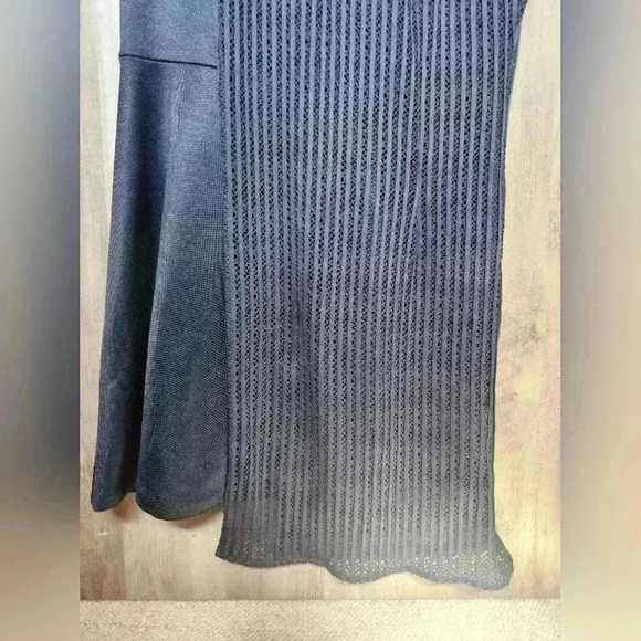 SANDRO Paris Ready Knitted-Panel Jersey Mini Dress Navy Blue Women's Size 8 US - Picture 8 of 15